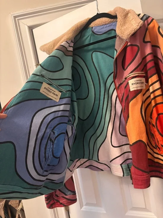 Reversible Multicolor Retro Sherpa-Lined Teddy Jacket - Picture 2 of 4